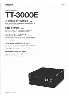 Sony TT 3000 E Tuner/Timer manual. Camera Instructions.